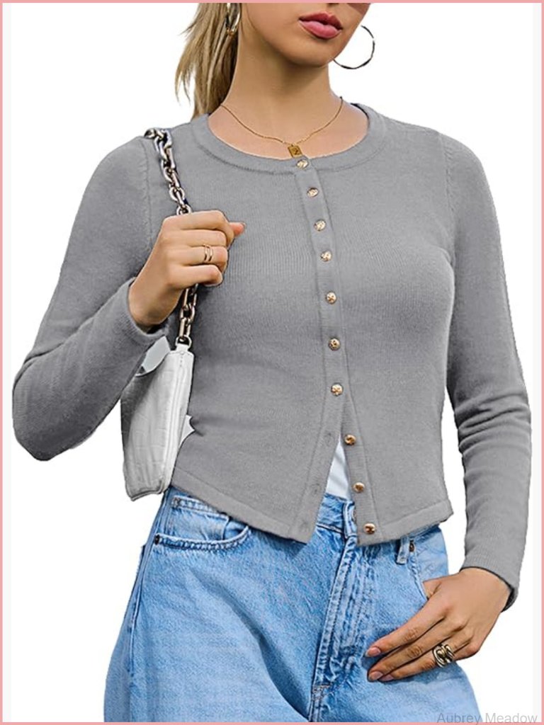 Lightweight Long Sleeve Button Up Knit Cardigan Jacket